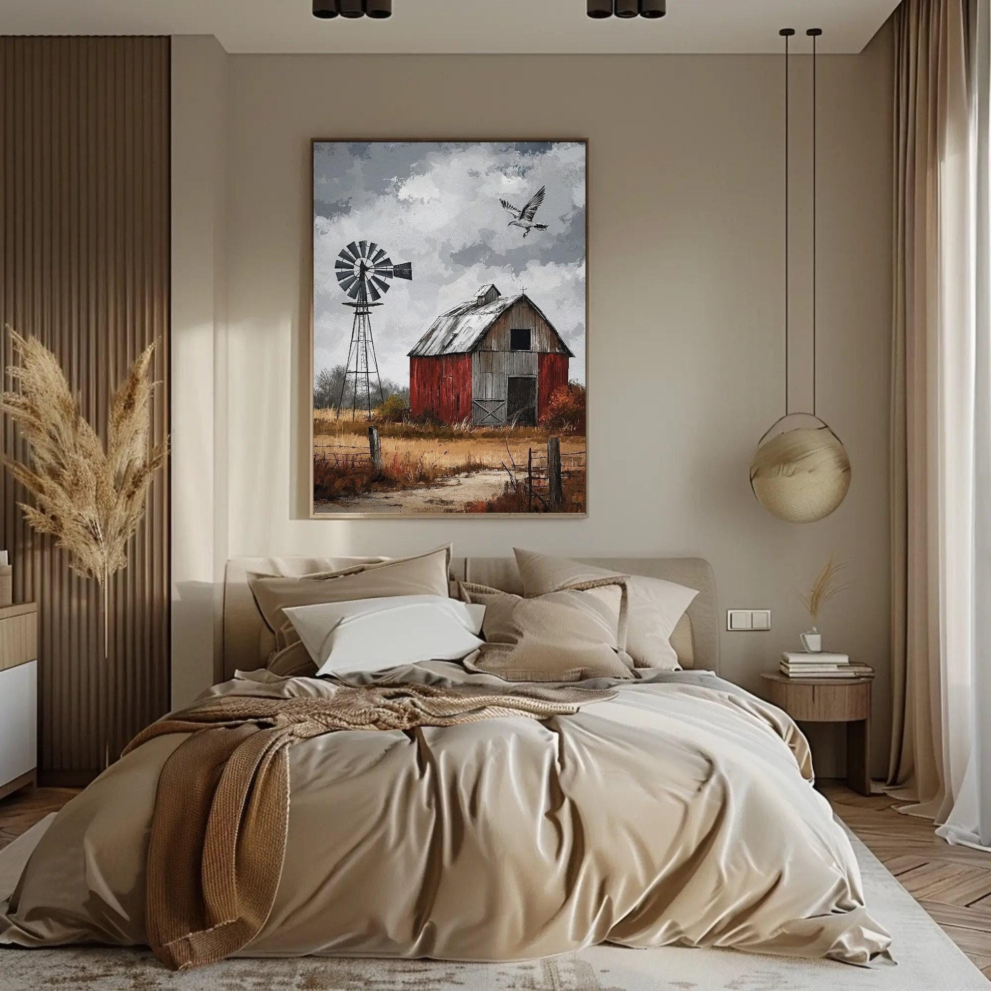 Farmhouse Barn canvas wall art, gallery-wrapped or framed