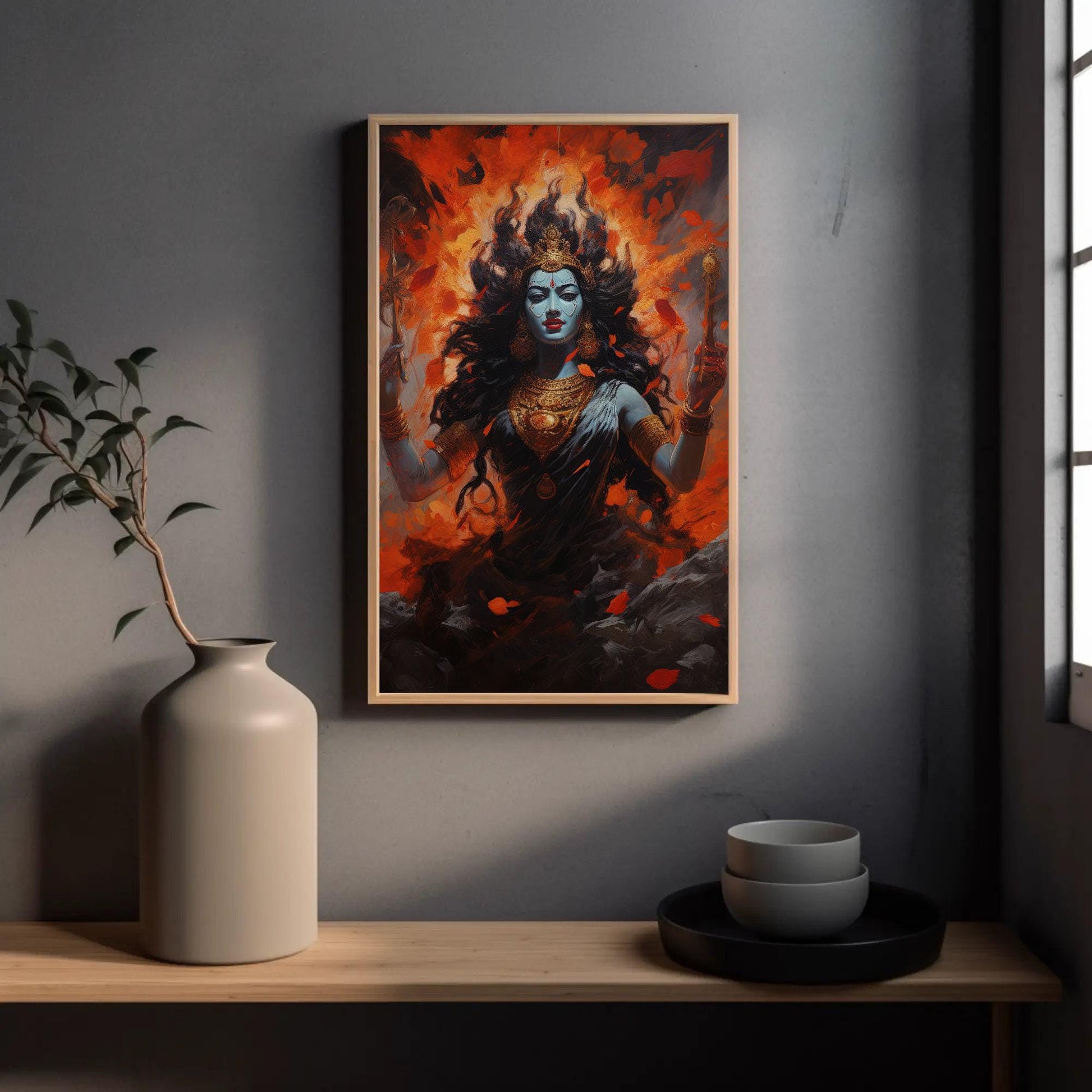 Goddess Kali , Hindu Divine Feminine canvas wall art, statement décor