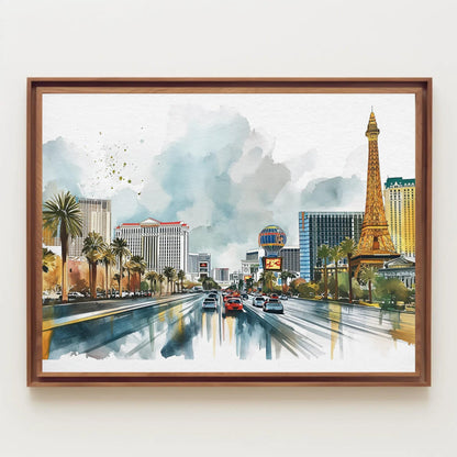Las Vegas Strip art deco canvas wall art, ready to hang