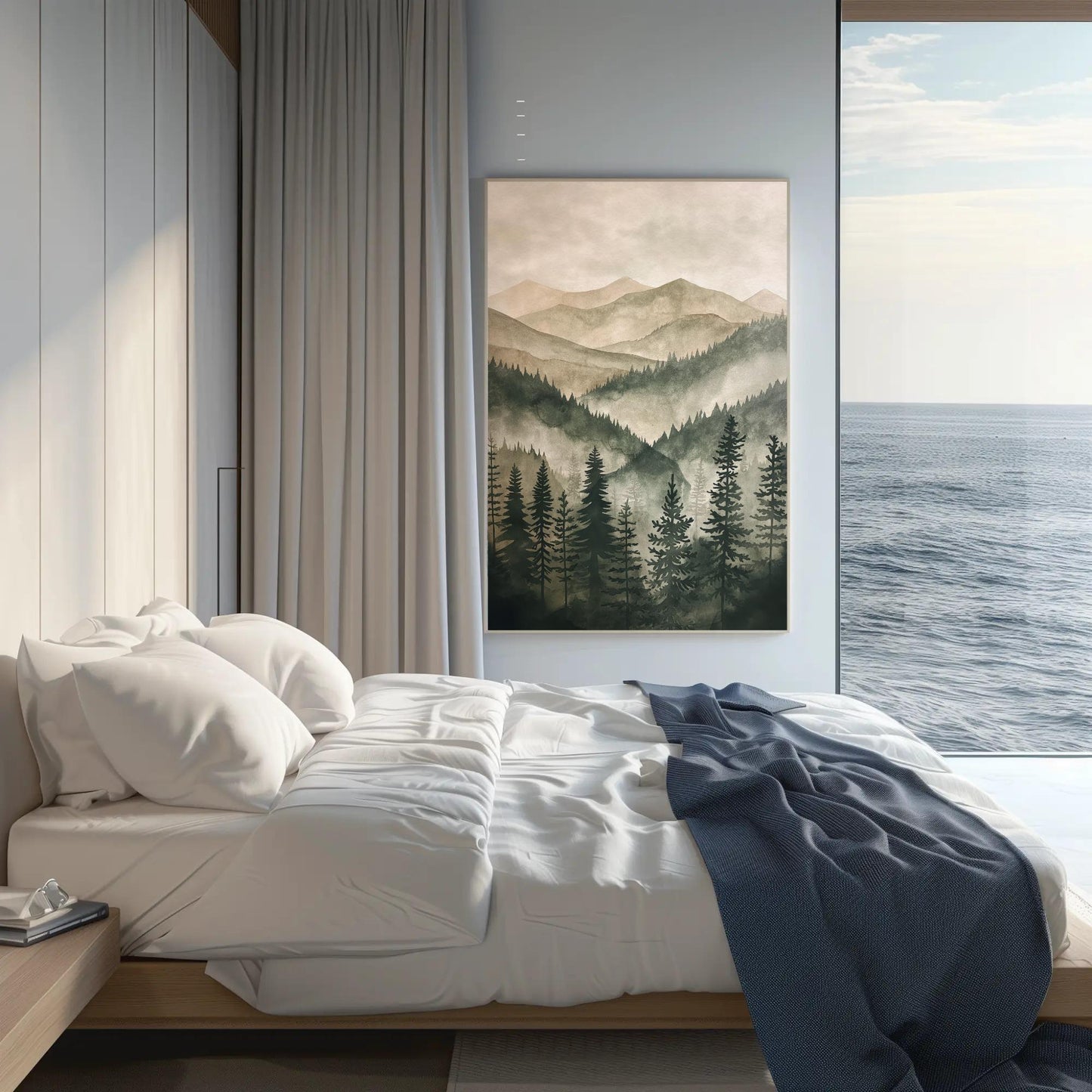 Green Mountain Pine Tree canvas wall art, statement décor