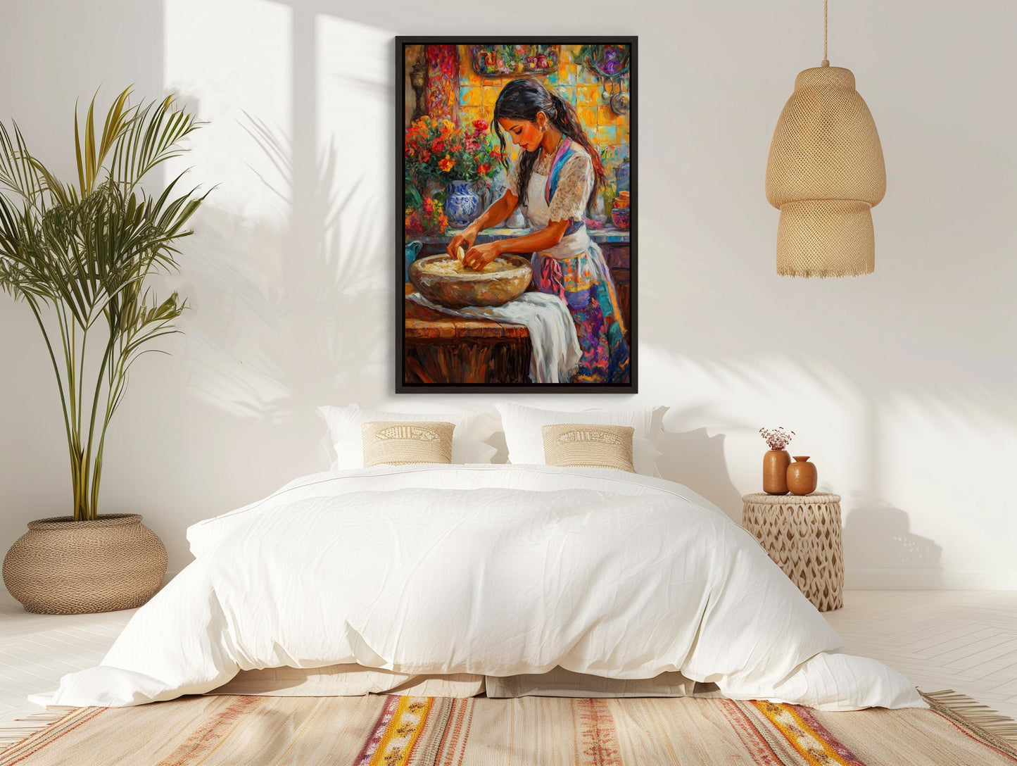 Mexican Cooking , Vibrant Kitchen Cocina canvas wall art shown in a styled room (view 4)