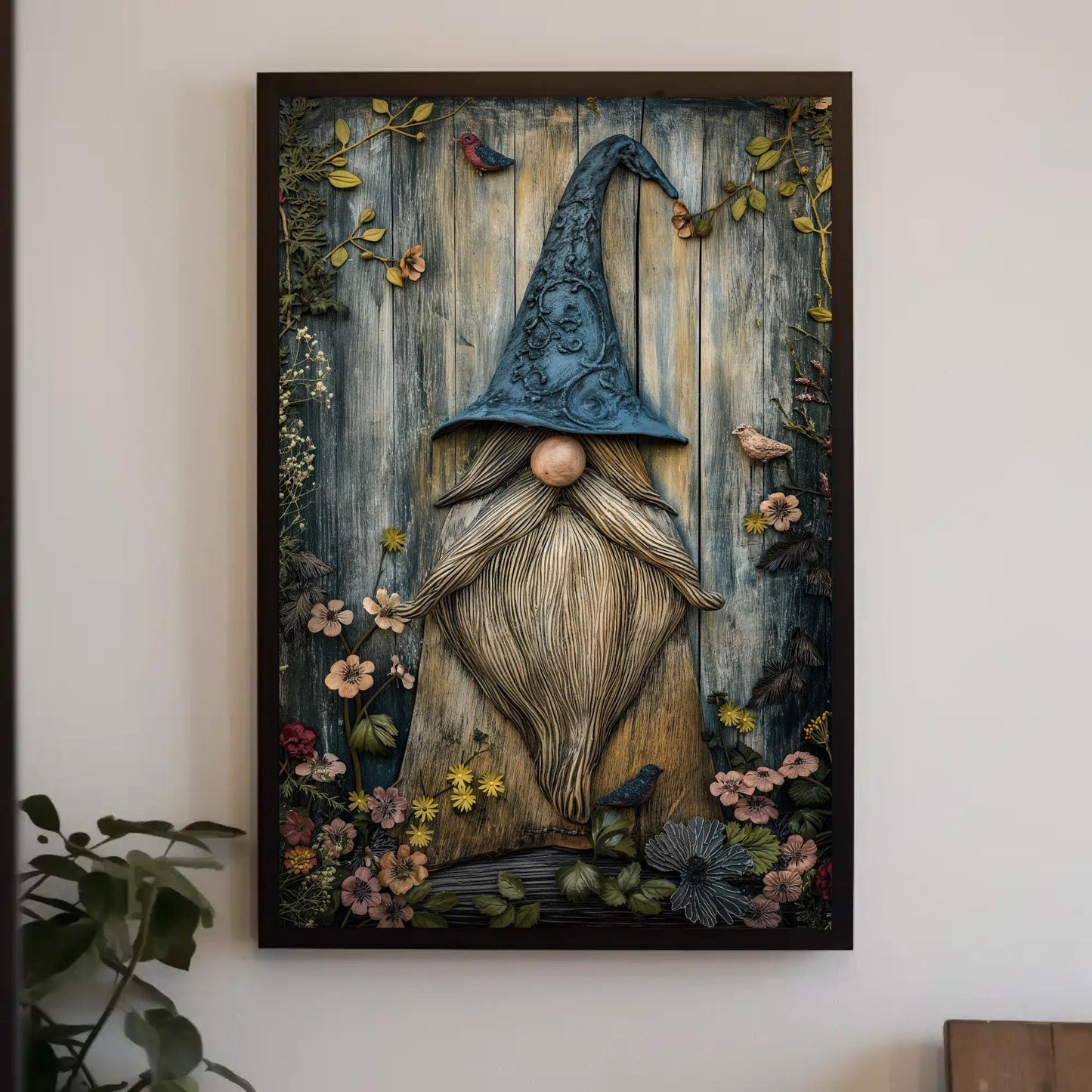 Gnome Canvas Print, Whimsical Garden Cottagecore Wall Art Decor