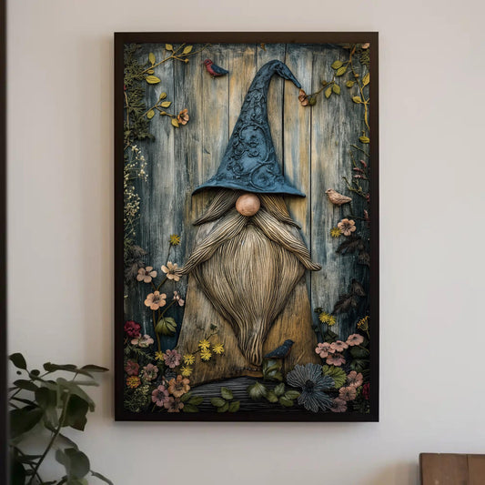 Gnome Canvas Print, Whimsical Garden Cottagecore Wall Art Decor