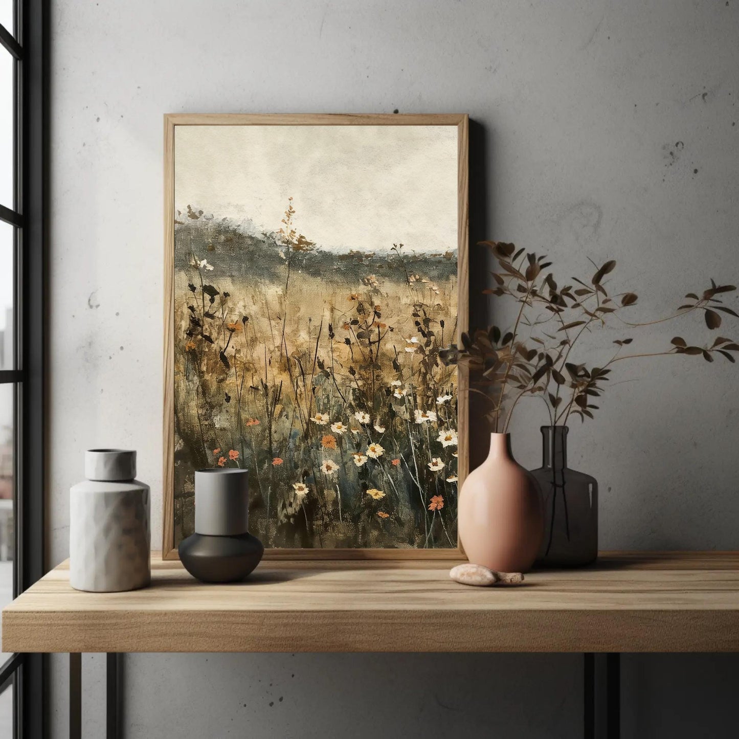 Wildflower , Rustic Farmhouse Floral rustic farmhouse canvas wall art, ready to hang