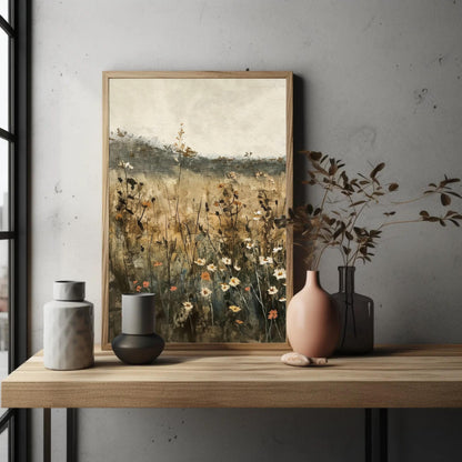 Wildflower , Rustic Farmhouse Floral rustic farmhouse canvas wall art, ready to hang