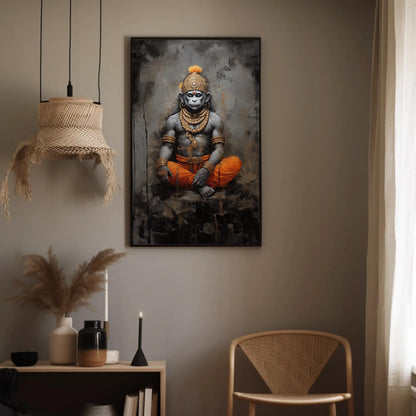 Lord Hanuman canvas wall art shown in a styled room (view 2)