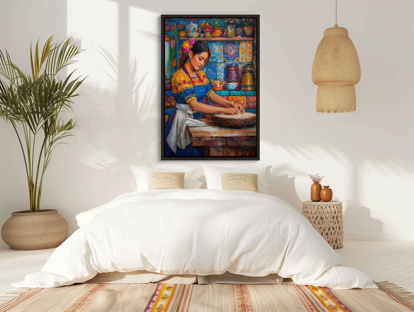 Mexican Kitchen , Abuela Tortilla canvas wall art shown in a styled room (view 2)