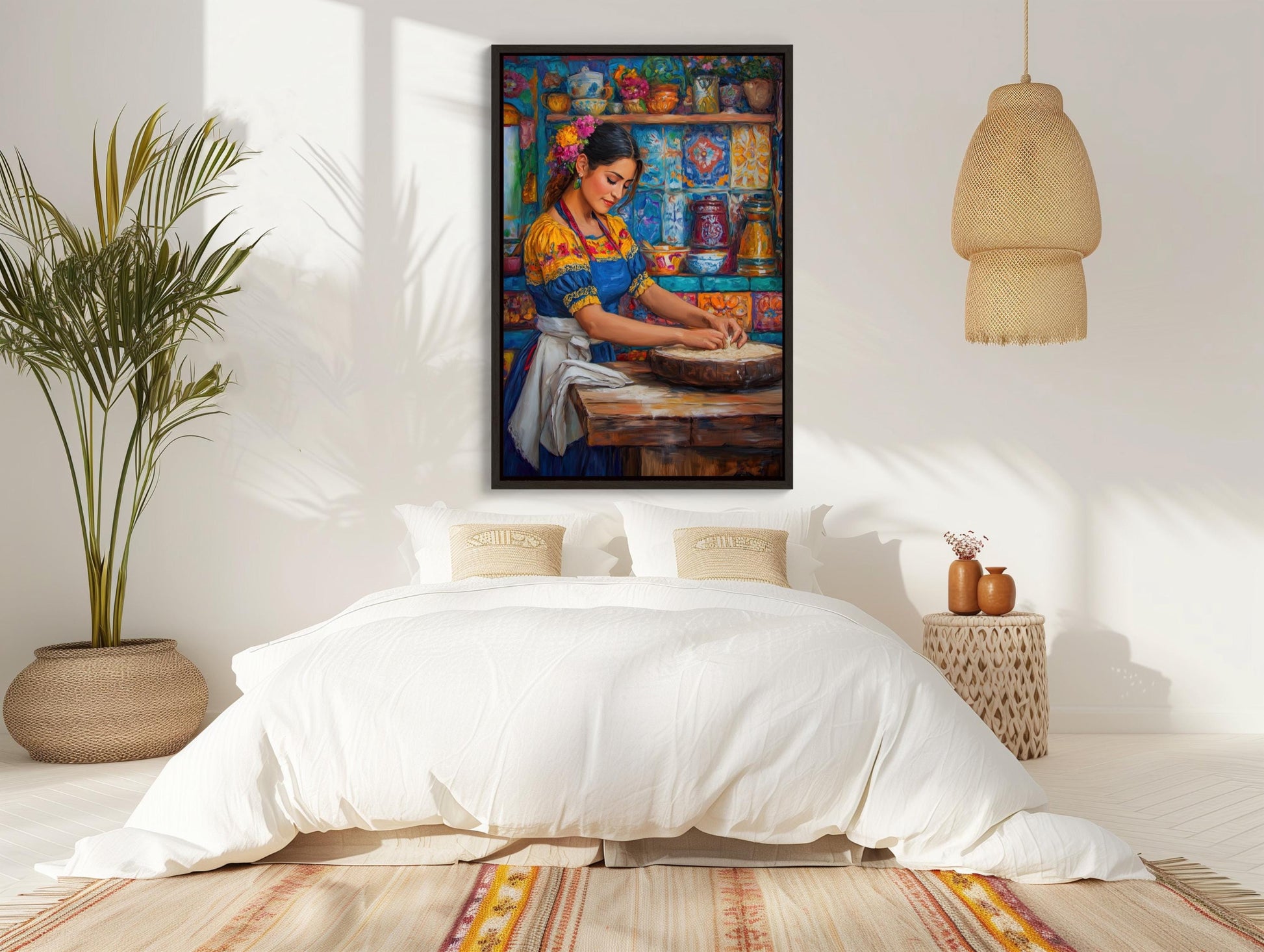 Mexican Kitchen , Abuela Tortilla canvas wall art shown in a styled room (view 2)