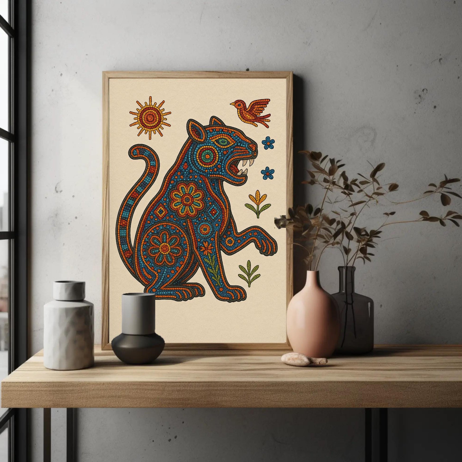 Huichol Jaguar canvas wall art, gallery-wrapped or framed (view 2)