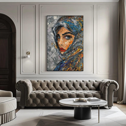 Muslim Woman canvas wall art shown in a living room (view 4)
