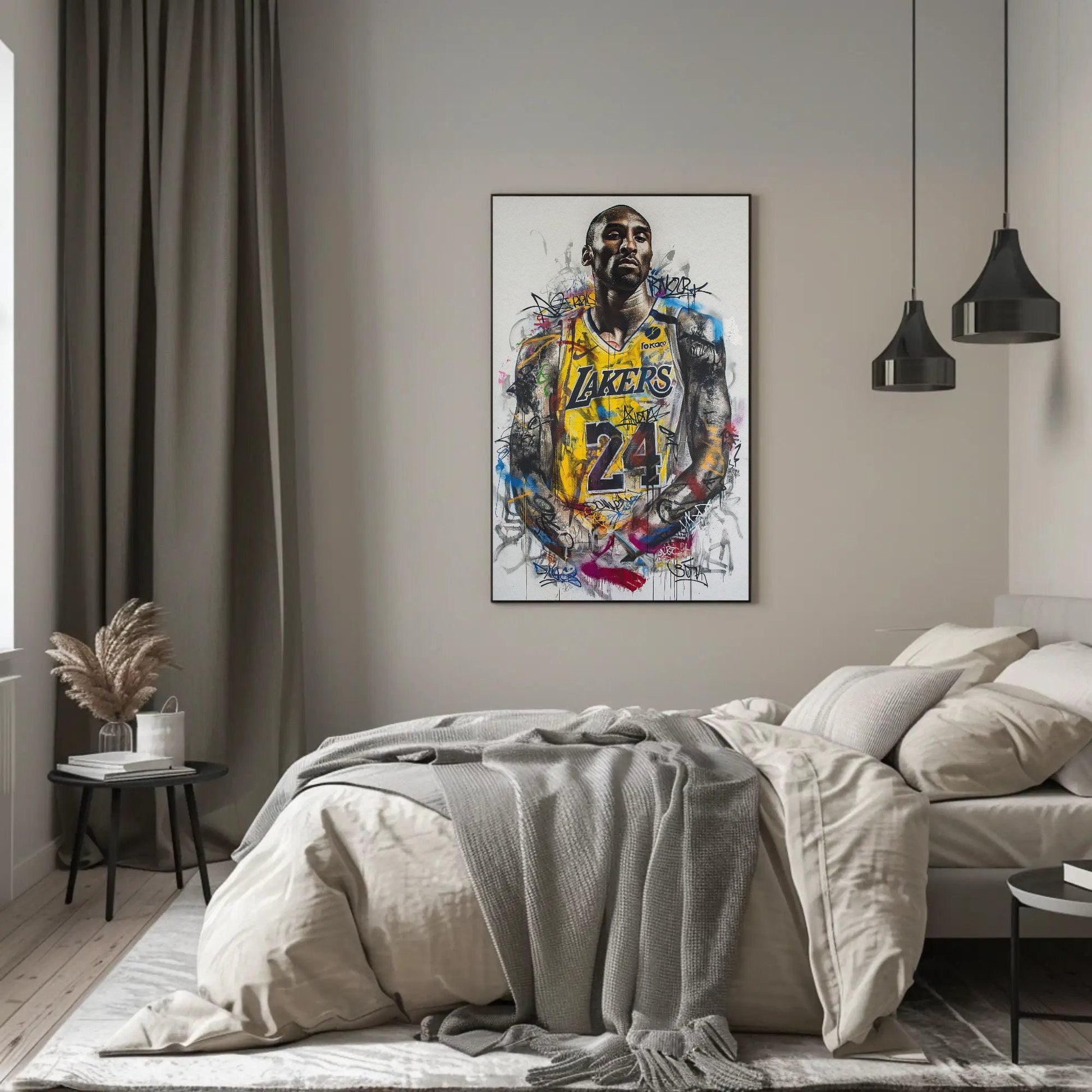 Kobe Bryant , Lakers Graffiti Basketball canvas wall art, gallery-wrapped or framed
