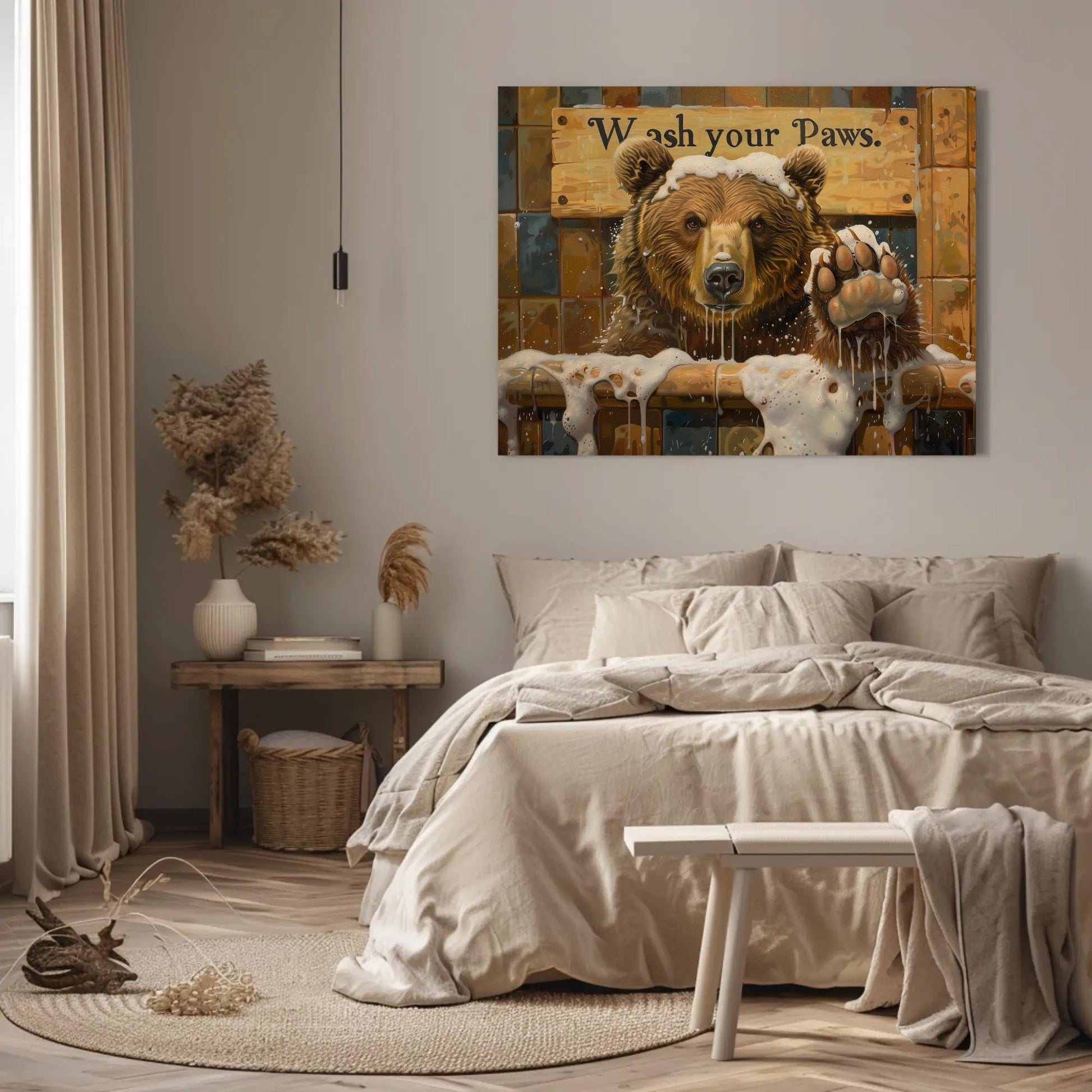 Brown Bear canvas wall art shown in a styled interior (view 3)