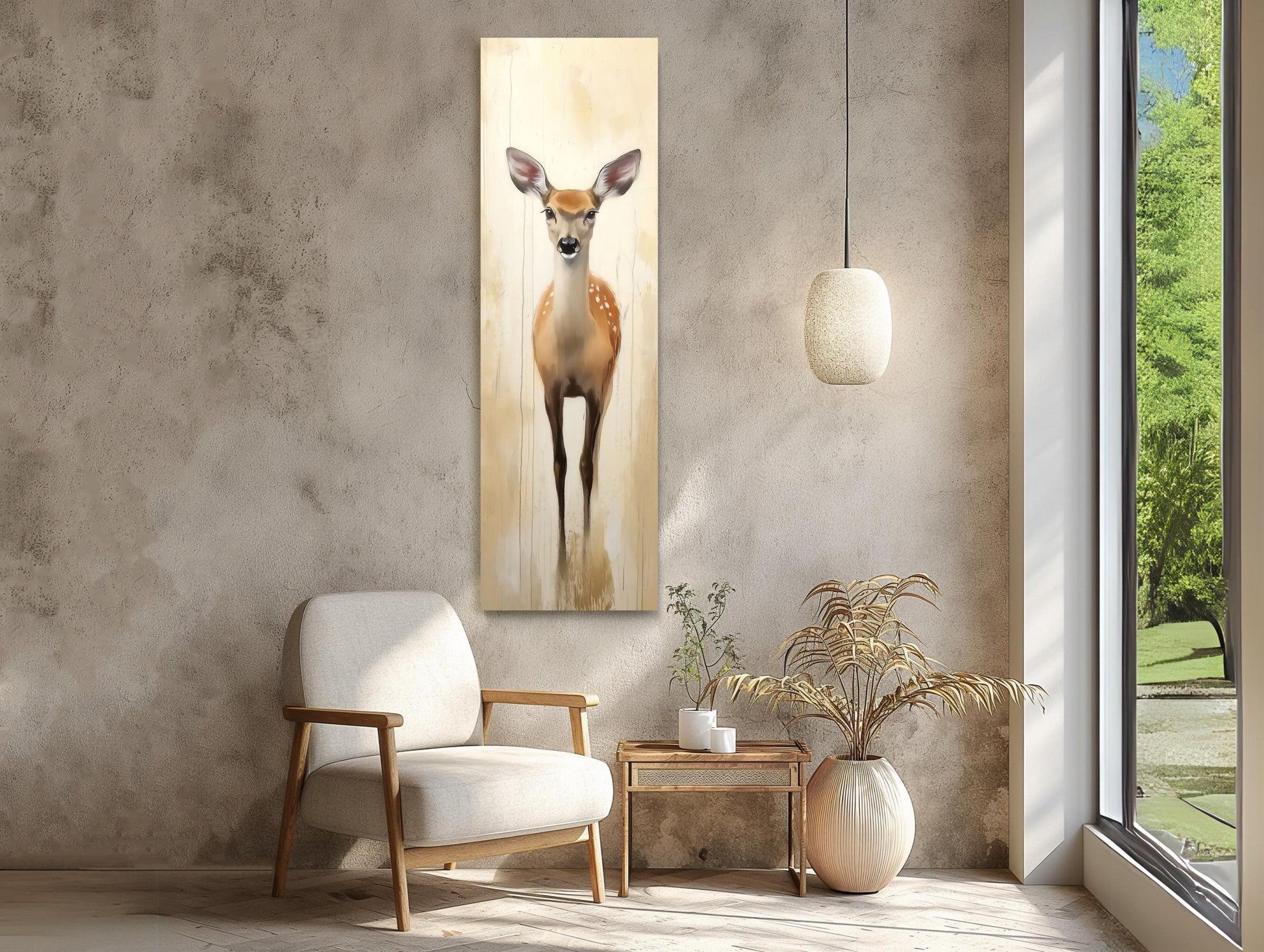Abstract Deer canvas wall art shown in a living room (view 3)
