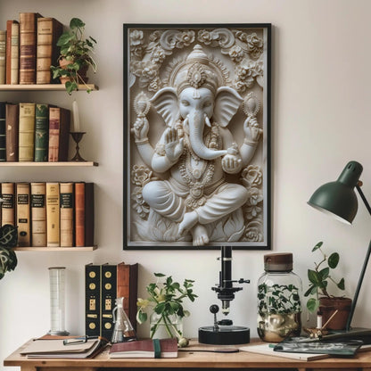 Ganesha Statue modern canvas wall art, ready to hang