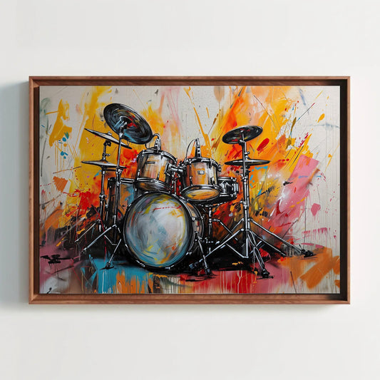 Drum Kit Canvas Print – Music Lover Wall Art | Vibrant Graffiti Drumset Art