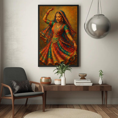 Bharatanatyam Dancer canvas wall art shown in a styled room (view 2)