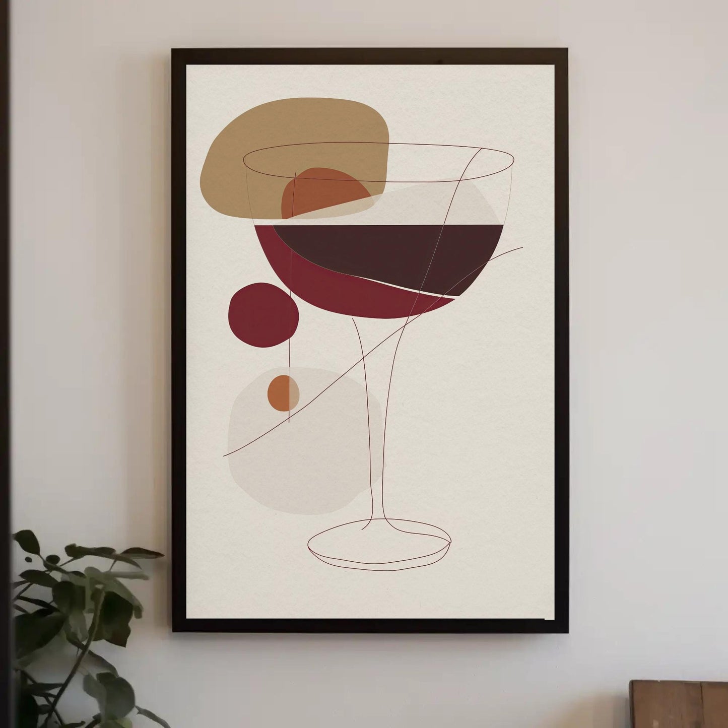Boho Wine Glass Prints canvas wall art shown in a styled room (view 3)