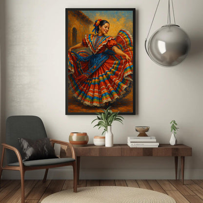 Mexican Folkloric Dancer canvas wall art, statement décor