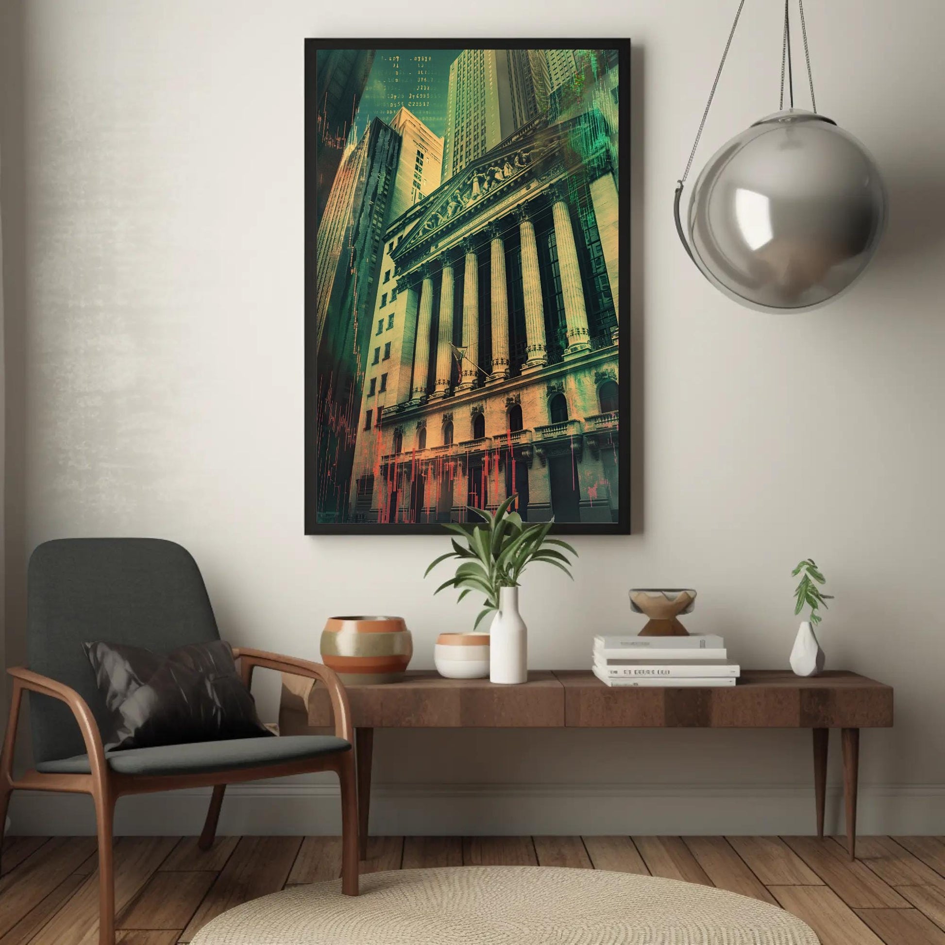 NYSE canvas wall art shown in a living room (view 4)