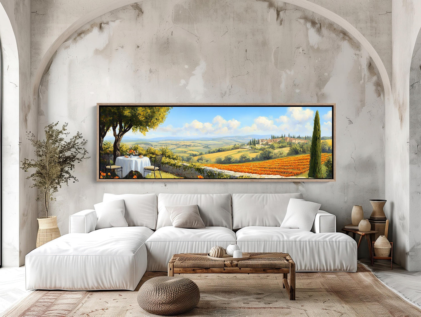 Tuscany Landscape farmhouse canvas wall art, ready to hang