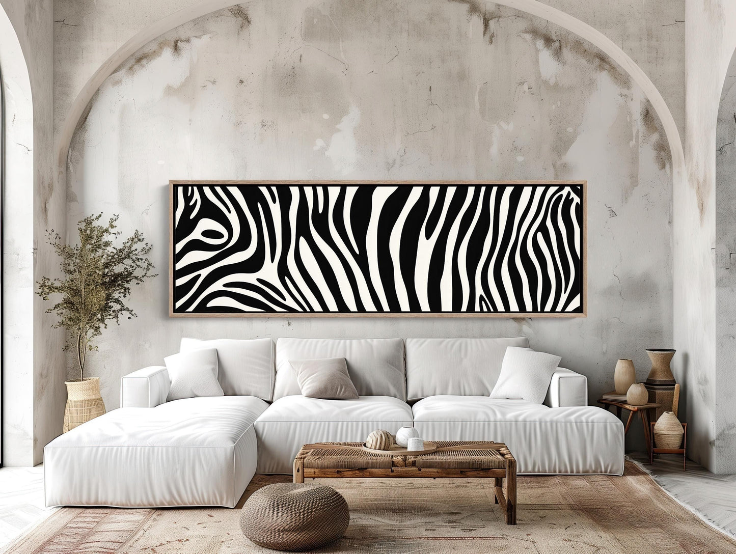 Zebra Stripe Canvas Print, Extra Large Black White Wall Art