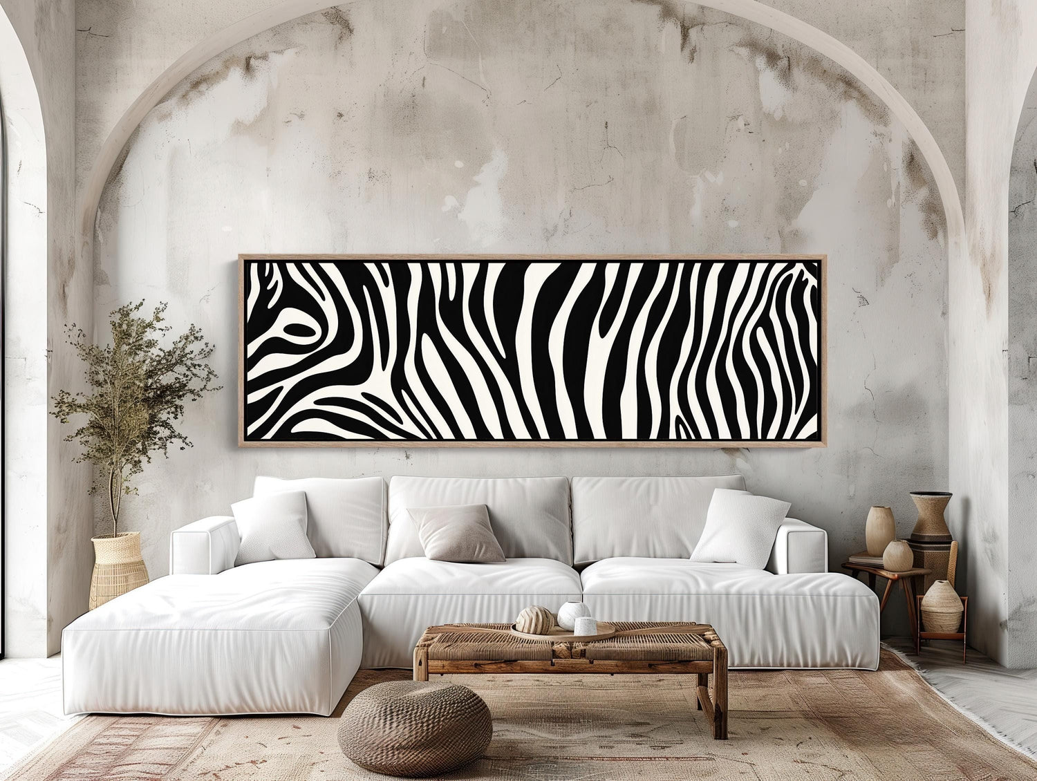 Zebra Stripe Canvas Print, Extra Large Black White Wall Art