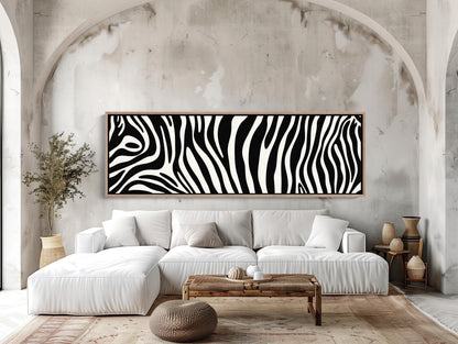 Zebra Stripe Canvas Print, Extra Large Black White Wall Art