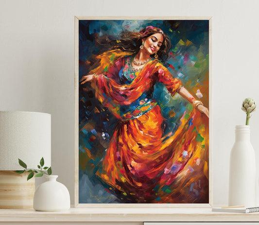 Indian Folk Dance Canvas Print, Bharatanatyam Wall Art Decor
