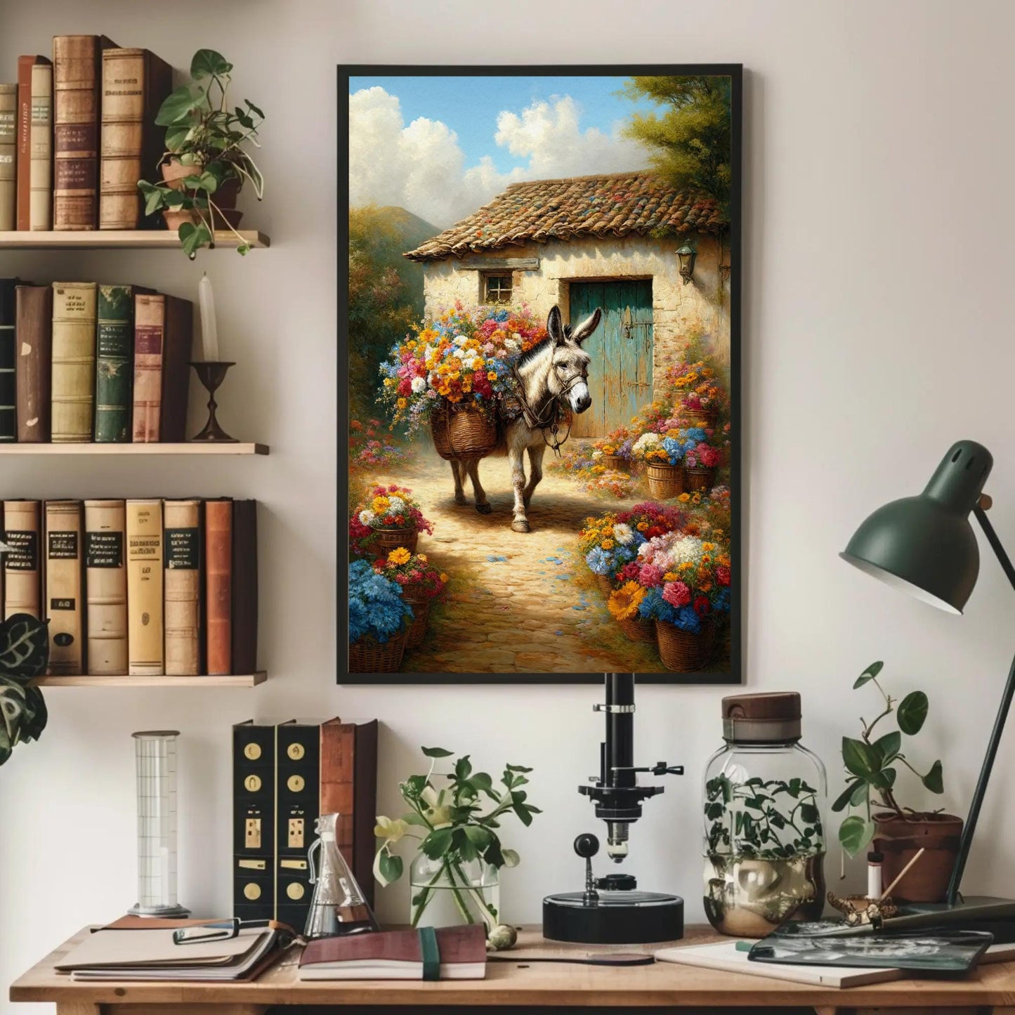 Mexican Donkey canvas wall art shown in a styled room (view 3)