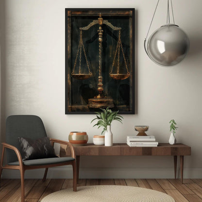 Scales Of Justice Art canvas wall art shown in a living room (view 2)