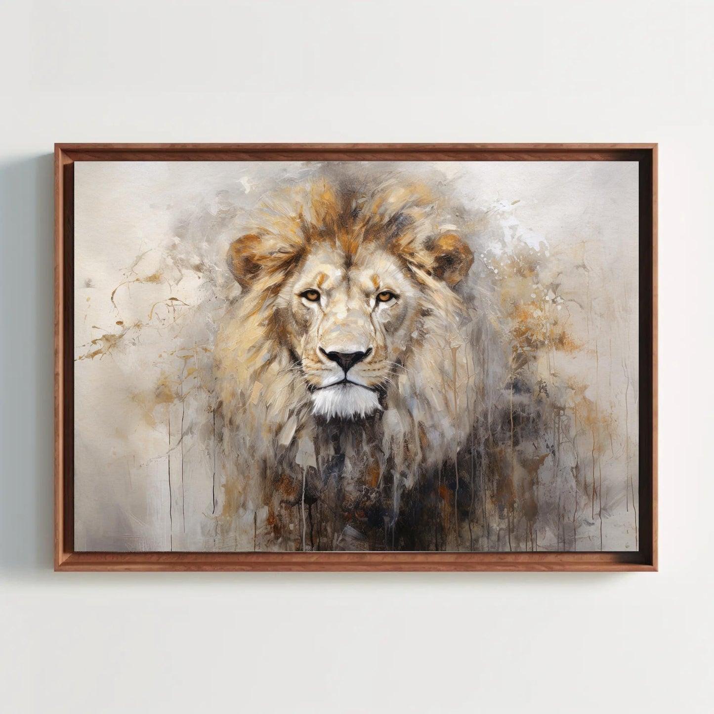 Lion Portrait Canvas Print, Abstract Wildlife King Wall Art