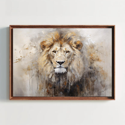 Lion Portrait Canvas Print, Abstract Wildlife King Wall Art