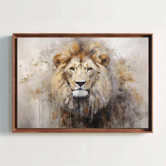 Lion Portrait Canvas Print, Abstract Wildlife King Wall Art