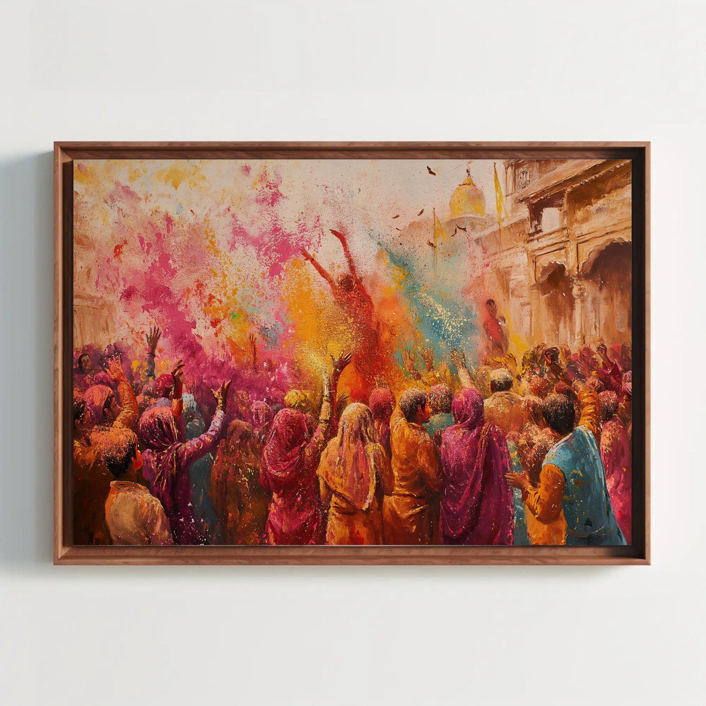 Holi Celebration modern canvas wall art, ready to hang