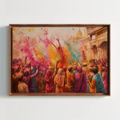 Holi Celebration modern canvas wall art, ready to hang