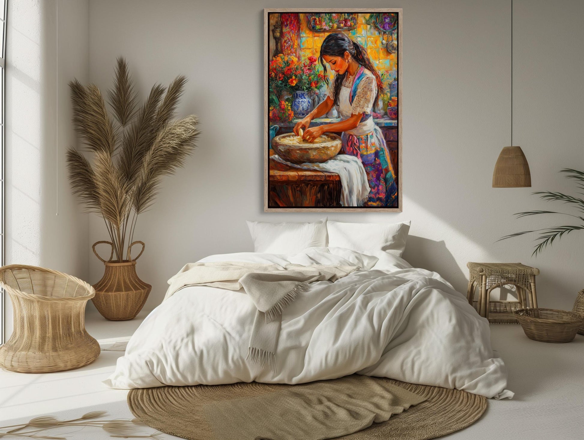 Mexican Cooking , Vibrant Kitchen Cocina canvas wall art shown in a styled room (view 2)