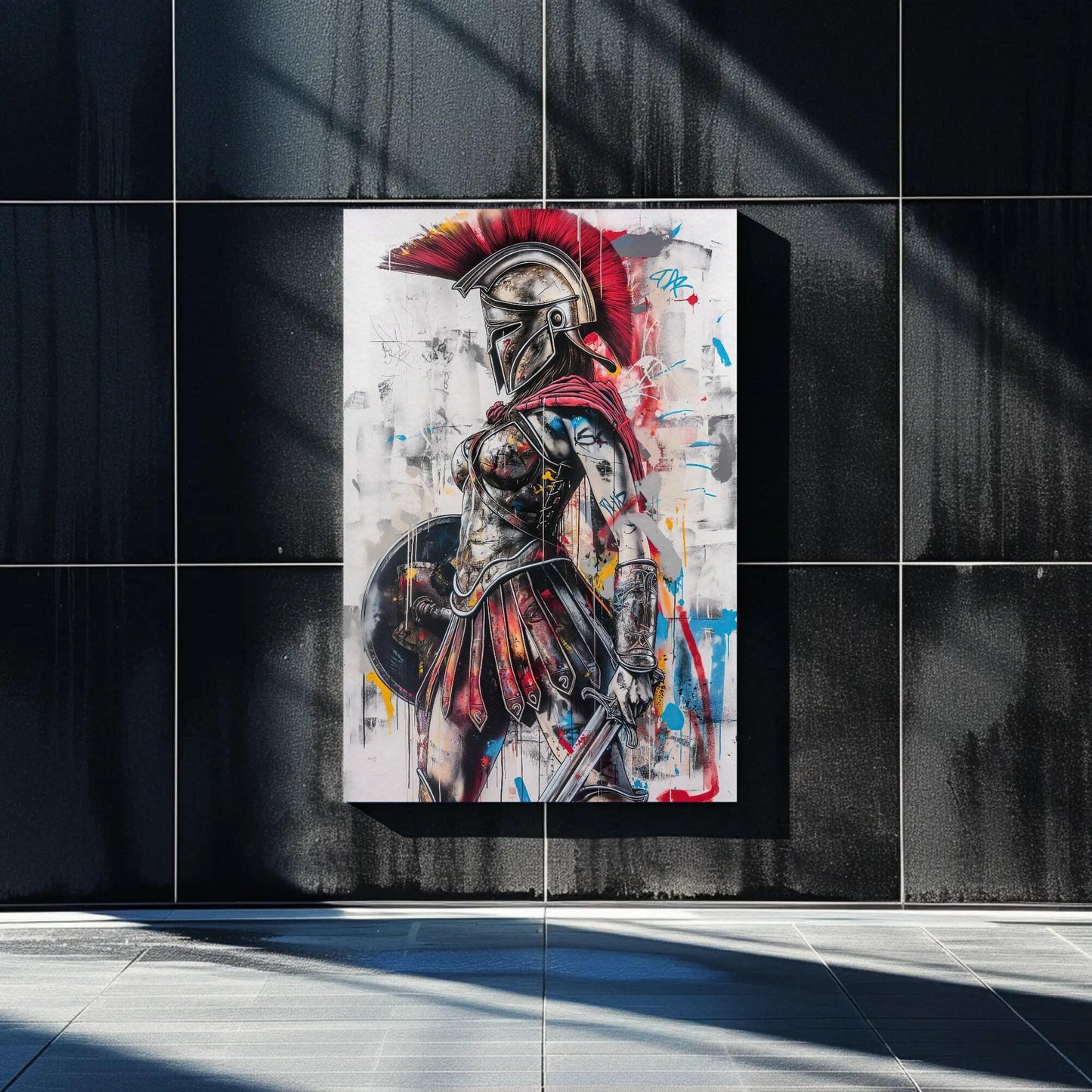 Greek Warrior canvas wall art shown in a styled room (view 2)