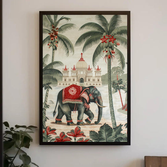 Indian Elephant Canvas Print, Bohemian Luxury Wall Art Decor