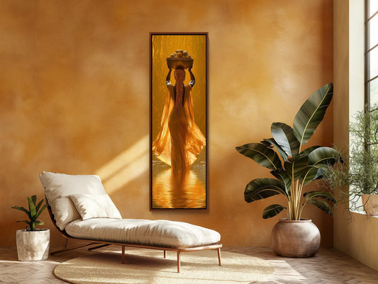 a painting of a woman in a yellow dress