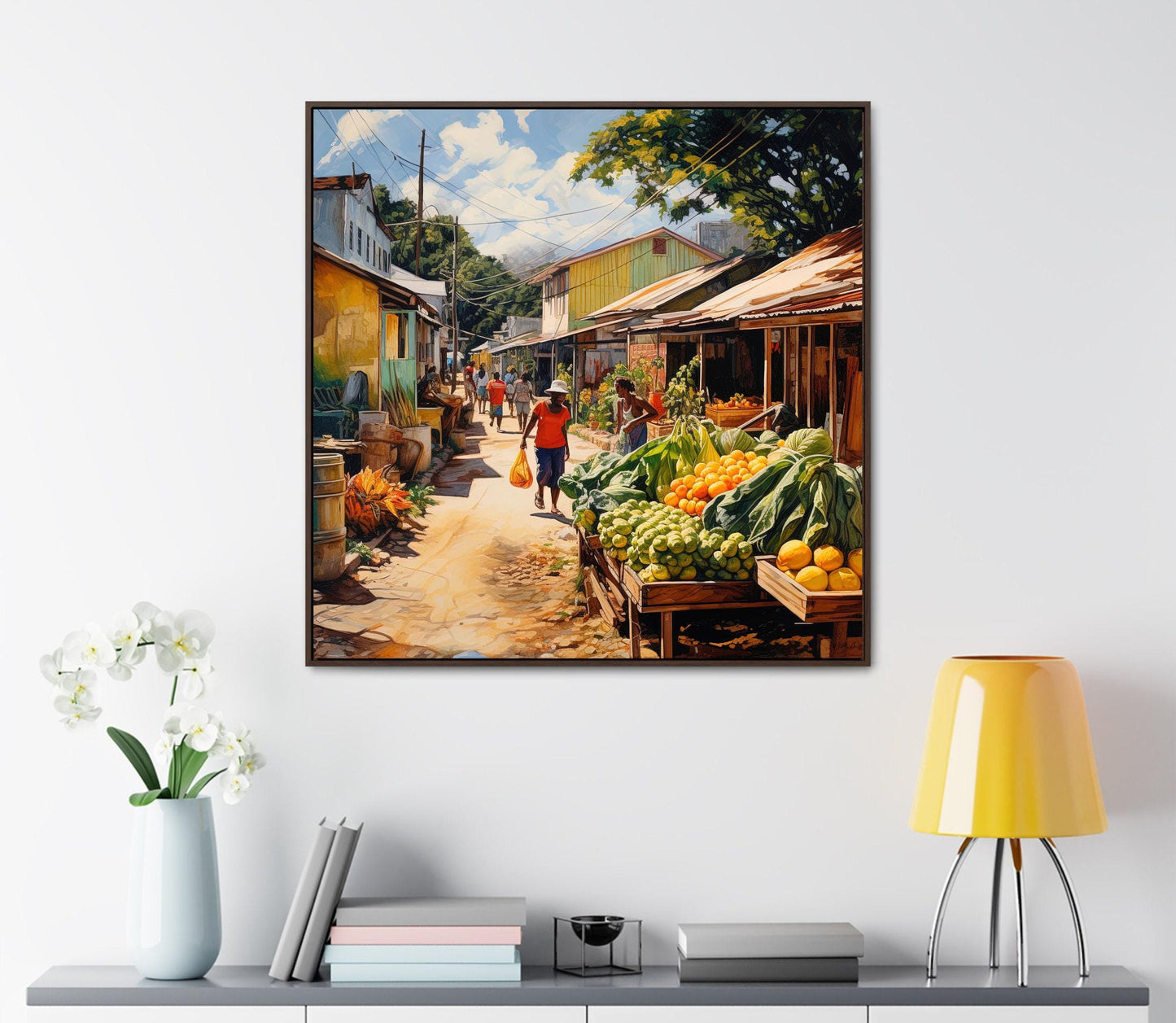 African Vegetable Market , Black Market Scene Art canvas print, premium giclée wall art