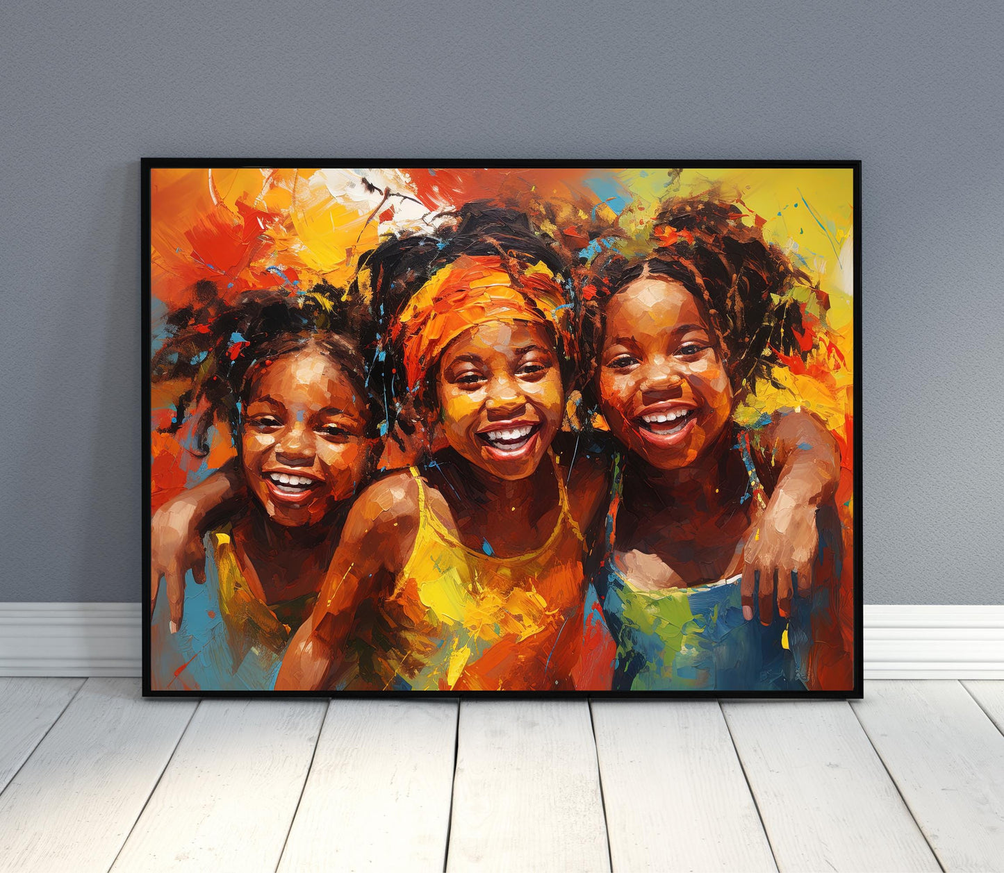 African Sisters , Black Sisterhood canvas print, premium giclée wall art