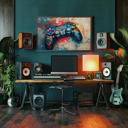 Game Controller Canvas Print – Vibrant Gamer Room Decor | Framed Wall Art