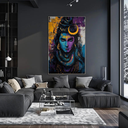 Lord Shiva canvas wall art shown in a living room (view 3)