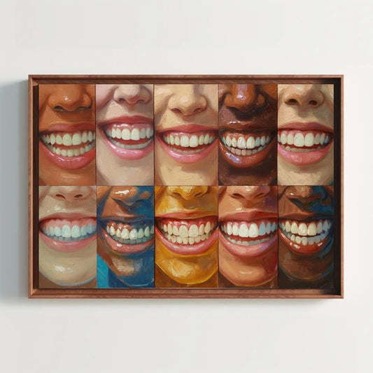 Diverse Smiling Faces Canvas Print, Dental Office Wall Art Decor