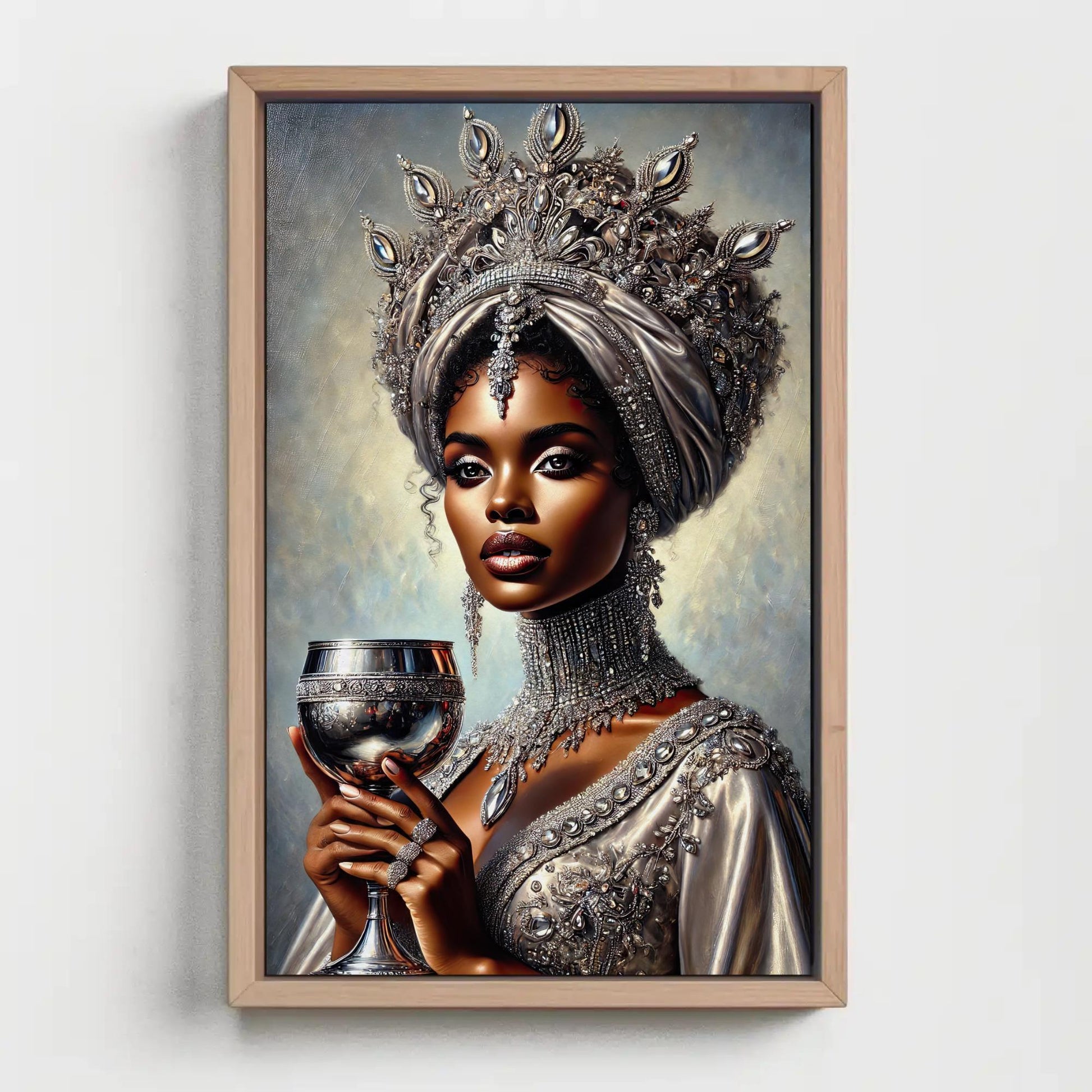 a painting of a woman holding a wine glass