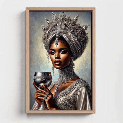 a painting of a woman holding a wine glass