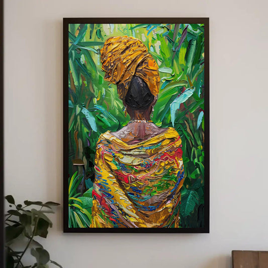 a painting of a woman in a yellow shawl