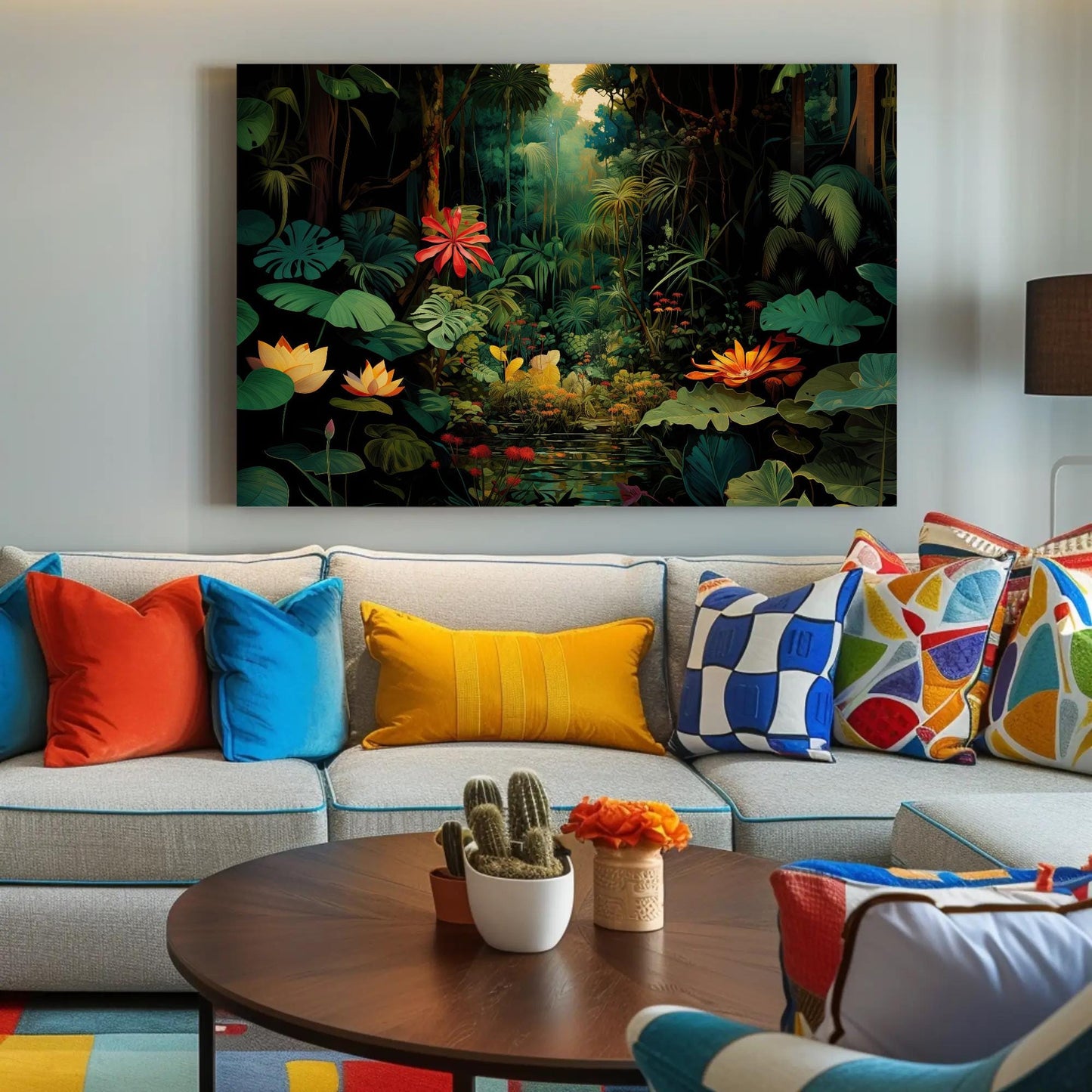 Tropical Jungle canvas wall art shown in a living room (view 3)