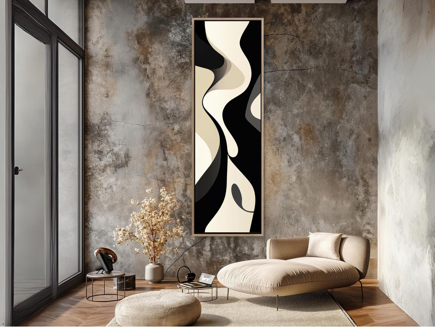 Black and White canvas wall art shown in a living room (view 3)