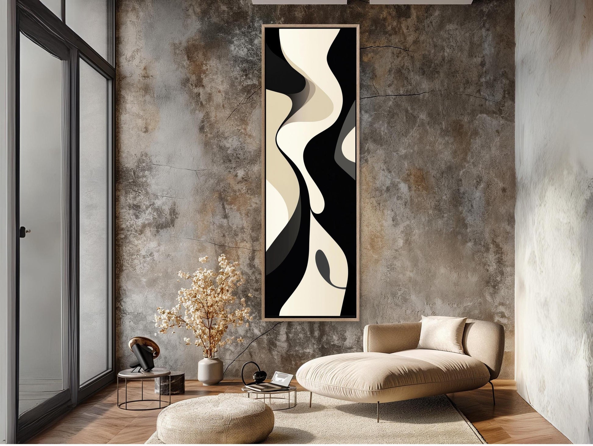 Black and White canvas wall art shown in a living room (view 3)